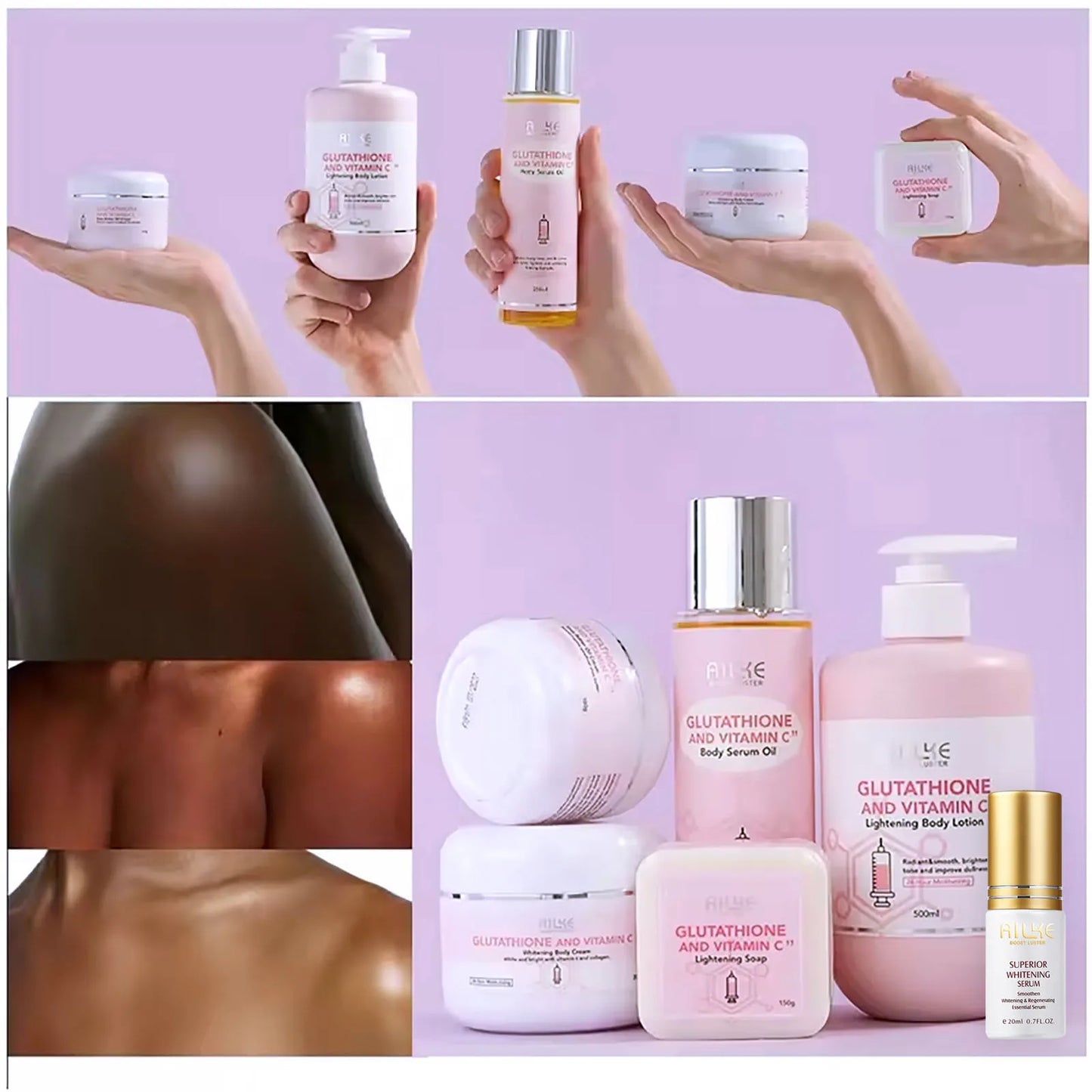 Glutathione Whitening & Moisturizing Lotion Set